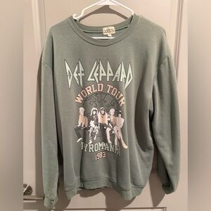 Vinyl Def Leppard Pyromania World Tour Sweatshirt - Sage Green